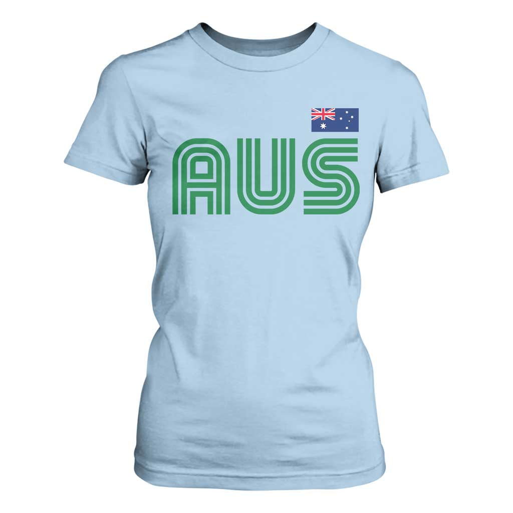 Retro Australia T Shirt For Women AUS Green Australian Flag Country Pride Graphic