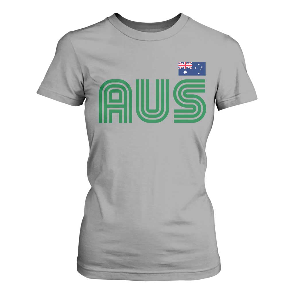 Retro Australia T Shirt For Women AUS Green Australian Flag Country Pride Graphic
