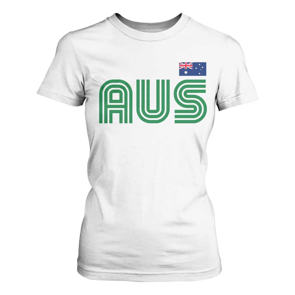 Retro Australia T Shirt For Women AUS Green Australian Flag Country Pride Graphic