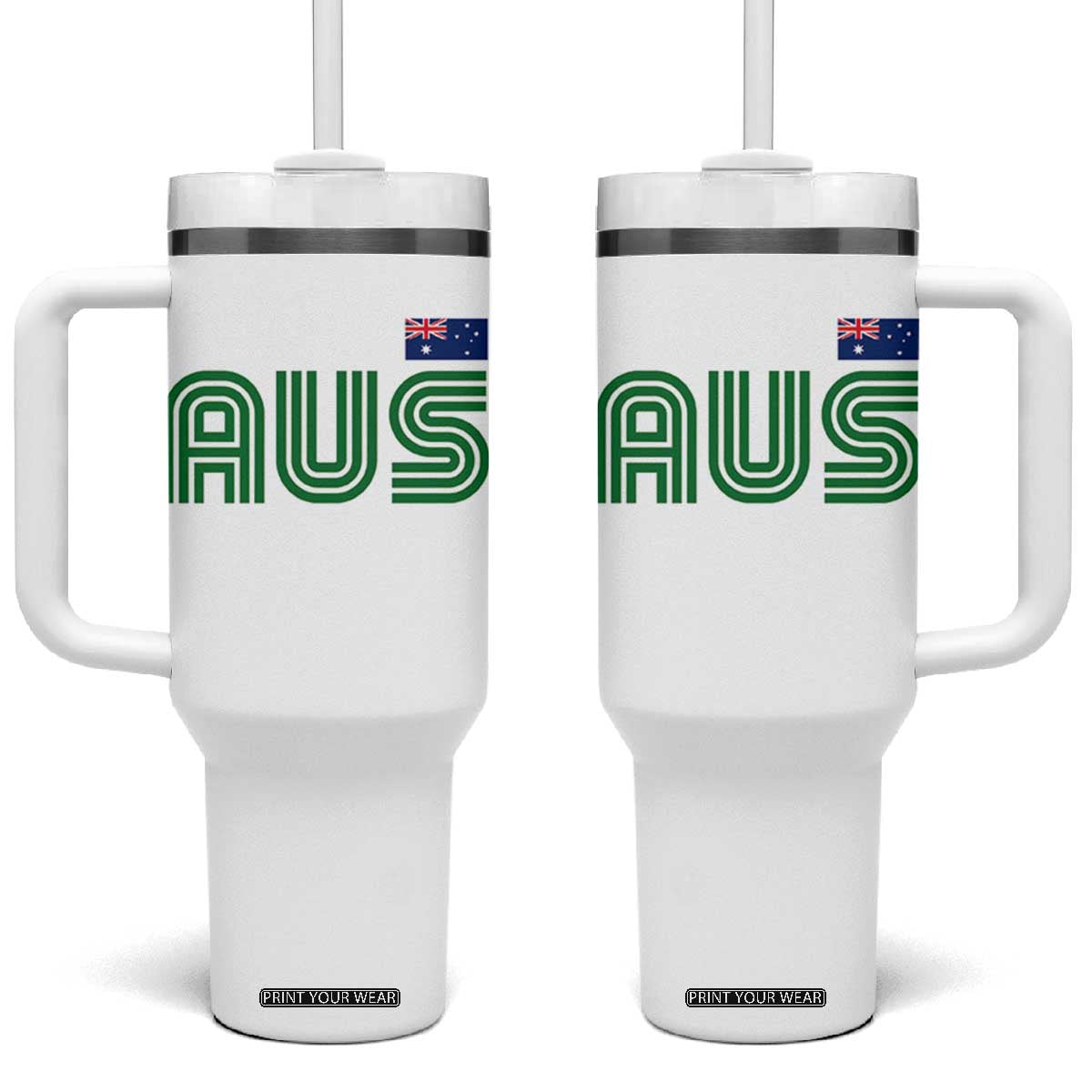 Retro Australia Tumbler With Handle AUS Green Australian Flag Country Pride Graphic