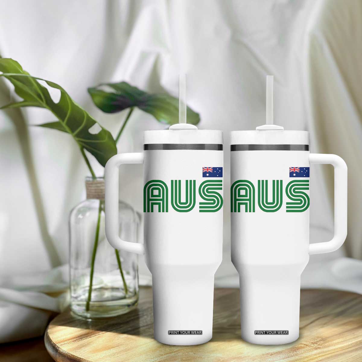 Retro Australia Tumbler With Handle AUS Green Australian Flag Country Pride Graphic