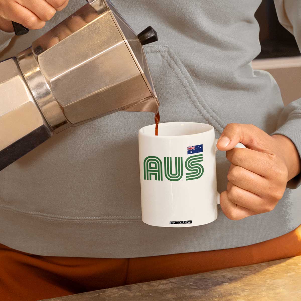 Retro Australia Coffee Mug AUS Green Australian Flag Country Pride Graphic