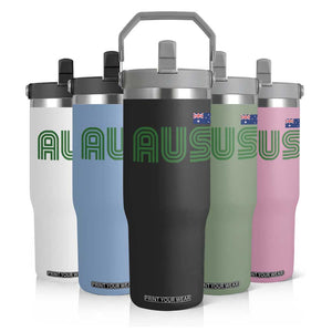 Retro Australia Flip Straw Tumbler AUS Green Australian Flag Country Pride Graphic