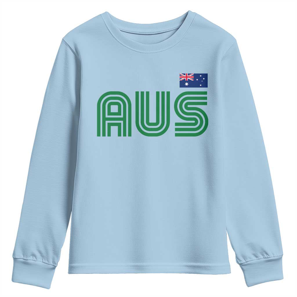 Retro Australia Youth Sweatshirt AUS Green Australian Flag Country Pride Graphic