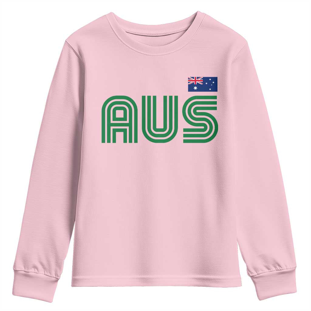 Retro Australia Youth Sweatshirt AUS Green Australian Flag Country Pride Graphic
