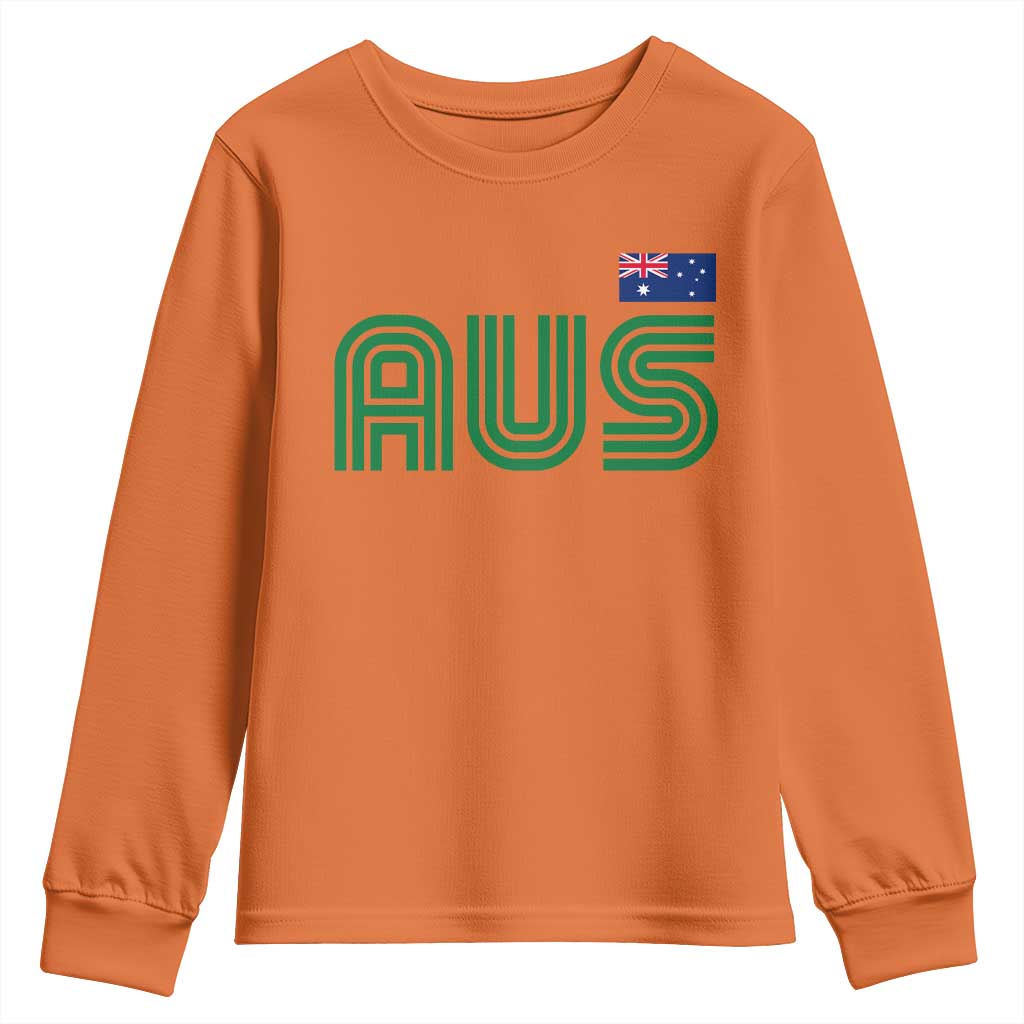 Retro Australia Youth Sweatshirt AUS Green Australian Flag Country Pride Graphic
