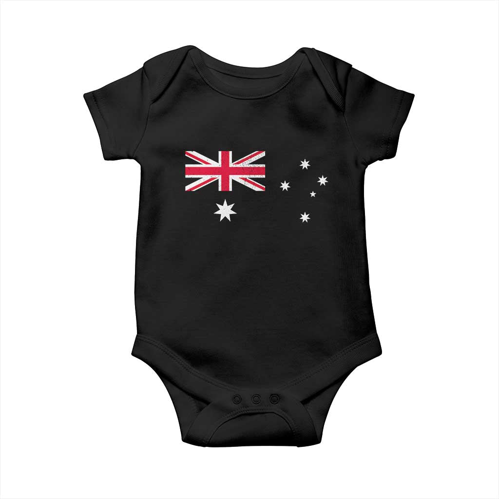Vintage Australian Flag Baby Onesie Australia Distressed Patriotic Southern Cross Country Pride Graphic