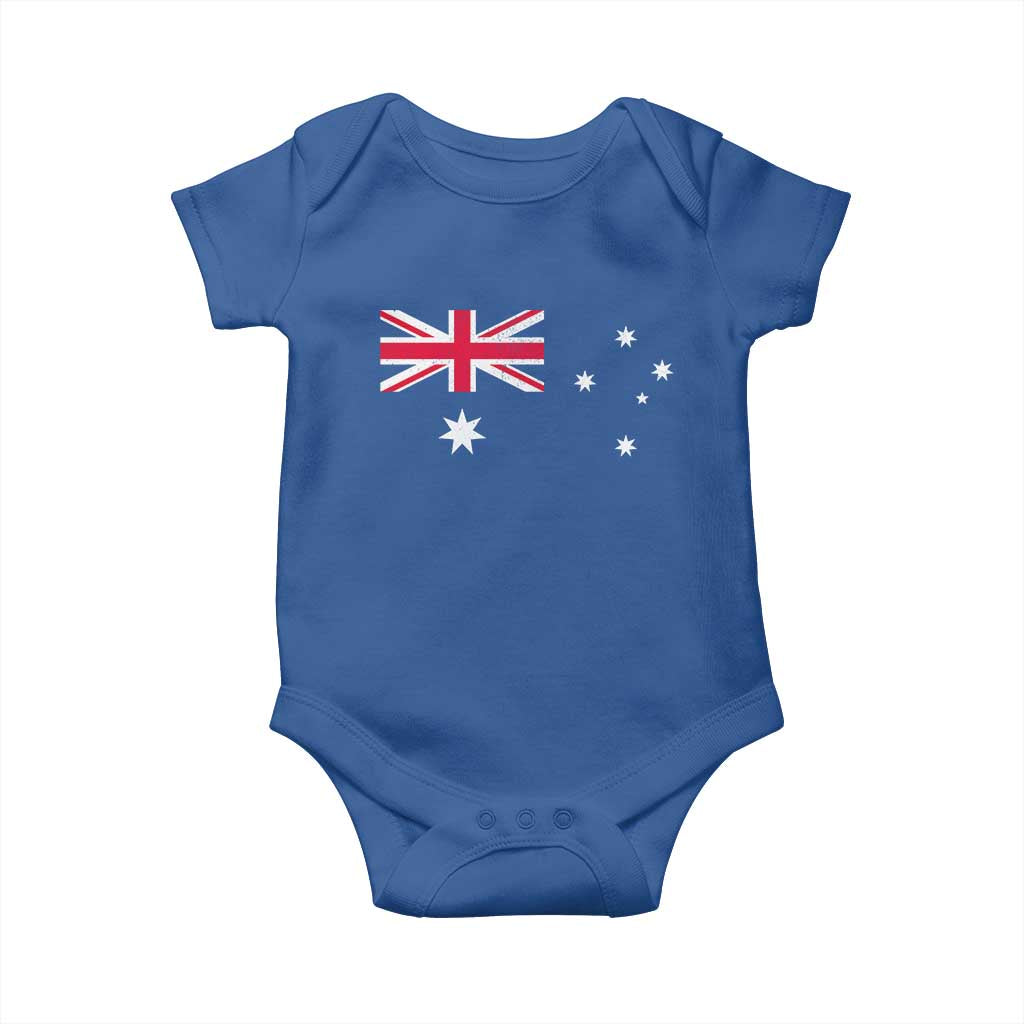 Vintage Australian Flag Baby Onesie Australia Distressed Patriotic Southern Cross Country Pride Graphic TS10 Royal Blue Print Your Wear