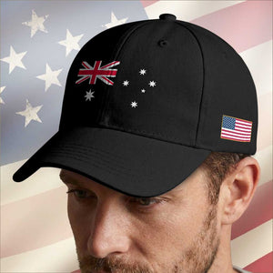 Vintage Australian Flag Baseball Cap Australia Distressed Patriotic Southern Cross Country Pride Graphic
