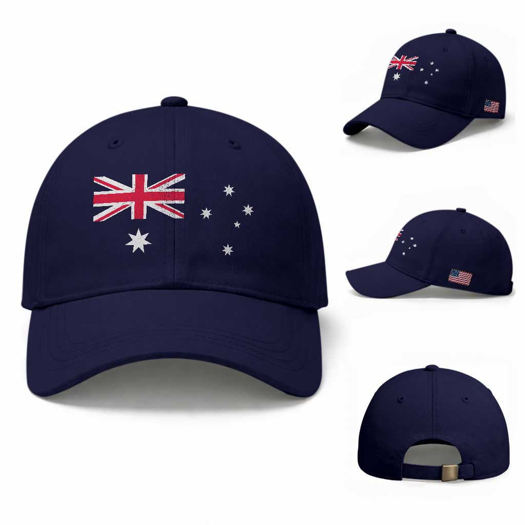 Vintage Australian Flag Baseball Cap Australia Distressed Patriotic Southern Cross Country Pride Graphic