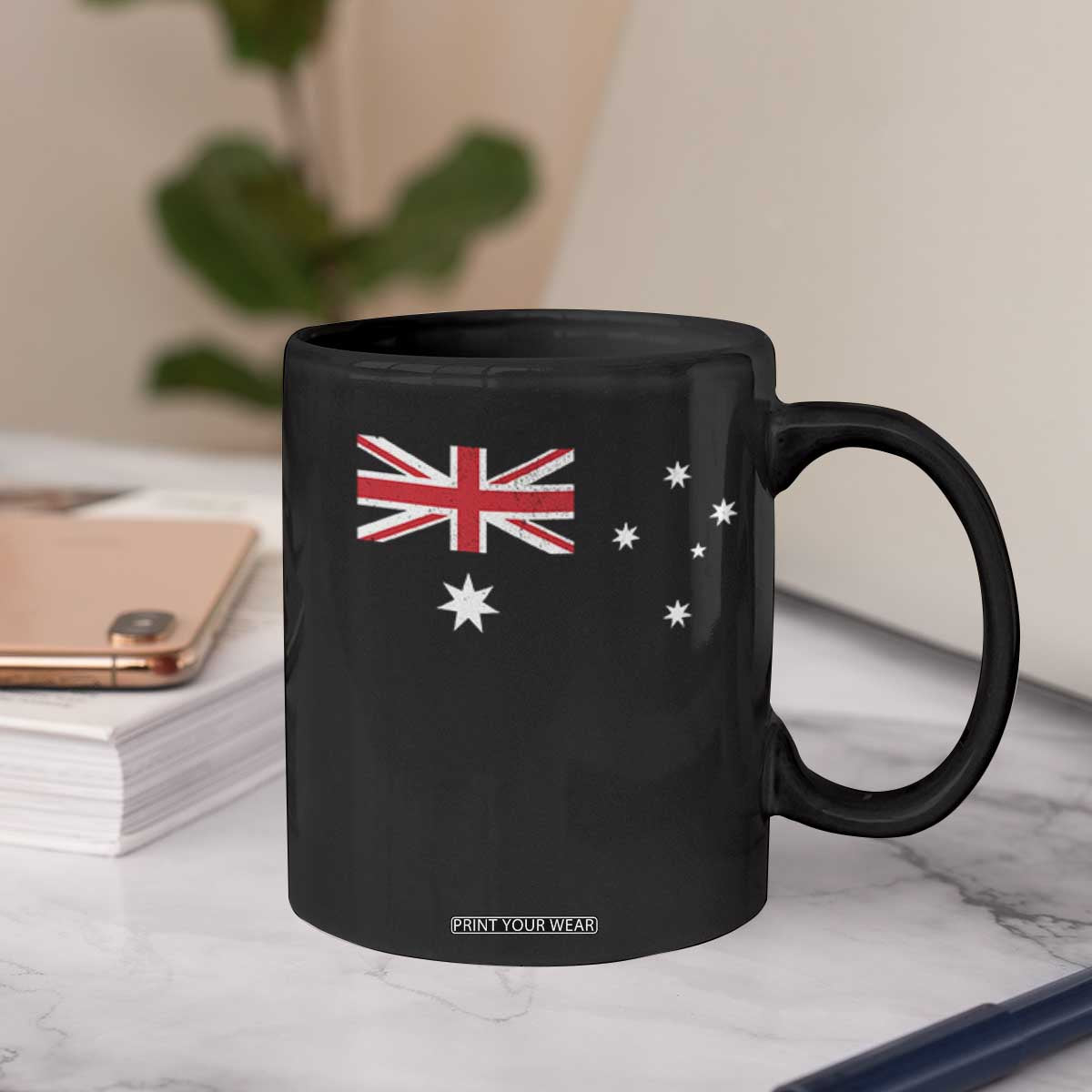 Vintage Australian Flag Coffee Mug Australia Distressed Patriotic Southern Cross Country Pride Graphic