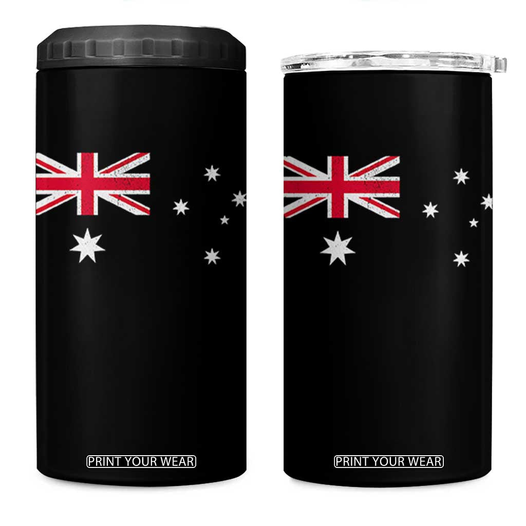 Vintage Australian Flag 4 in 1 Can Cooler Tumbler Australia Distressed Patriotic Southern Cross Country Pride Graphic TS10 One Size: 16 oz Black Print Your Wear