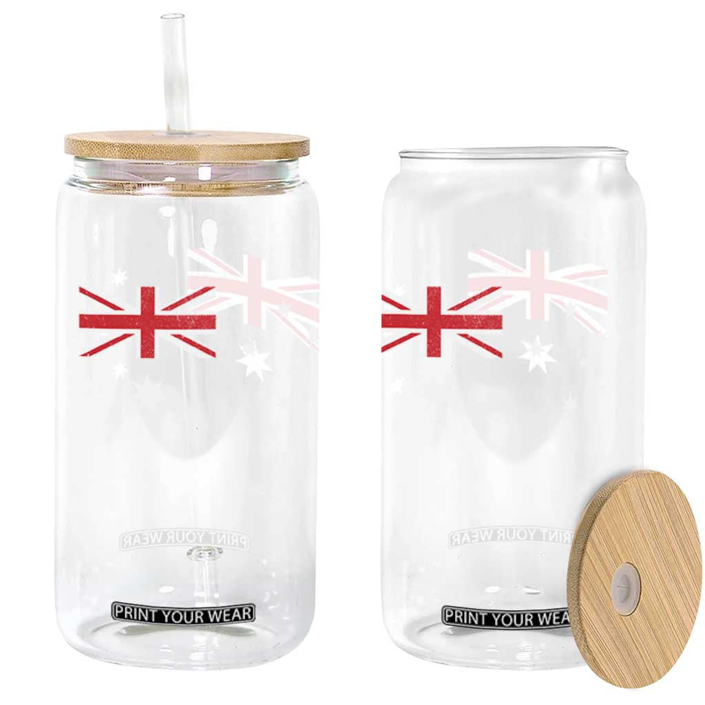 Vintage Australian Flag Glass Can Australia Distressed Patriotic Southern Cross Country Pride Graphic