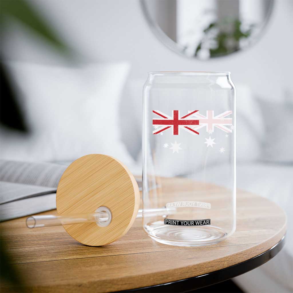 Vintage Australian Flag Glass Can Australia Distressed Patriotic Southern Cross Country Pride Graphic