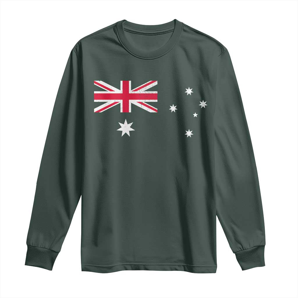 Vintage Australian Flag Long Sleeve Shirt Australia Distressed Patriotic Southern Cross Country Pride Graphic