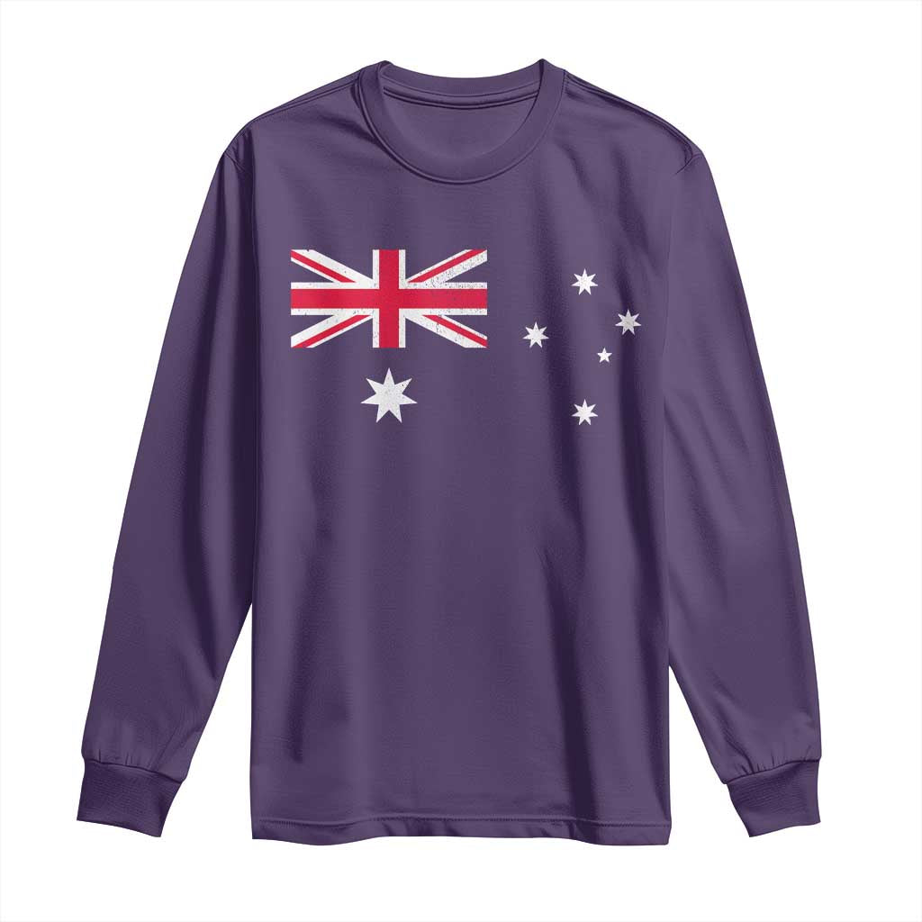 Vintage Australian Flag Long Sleeve Shirt Australia Distressed Patriotic Southern Cross Country Pride Graphic