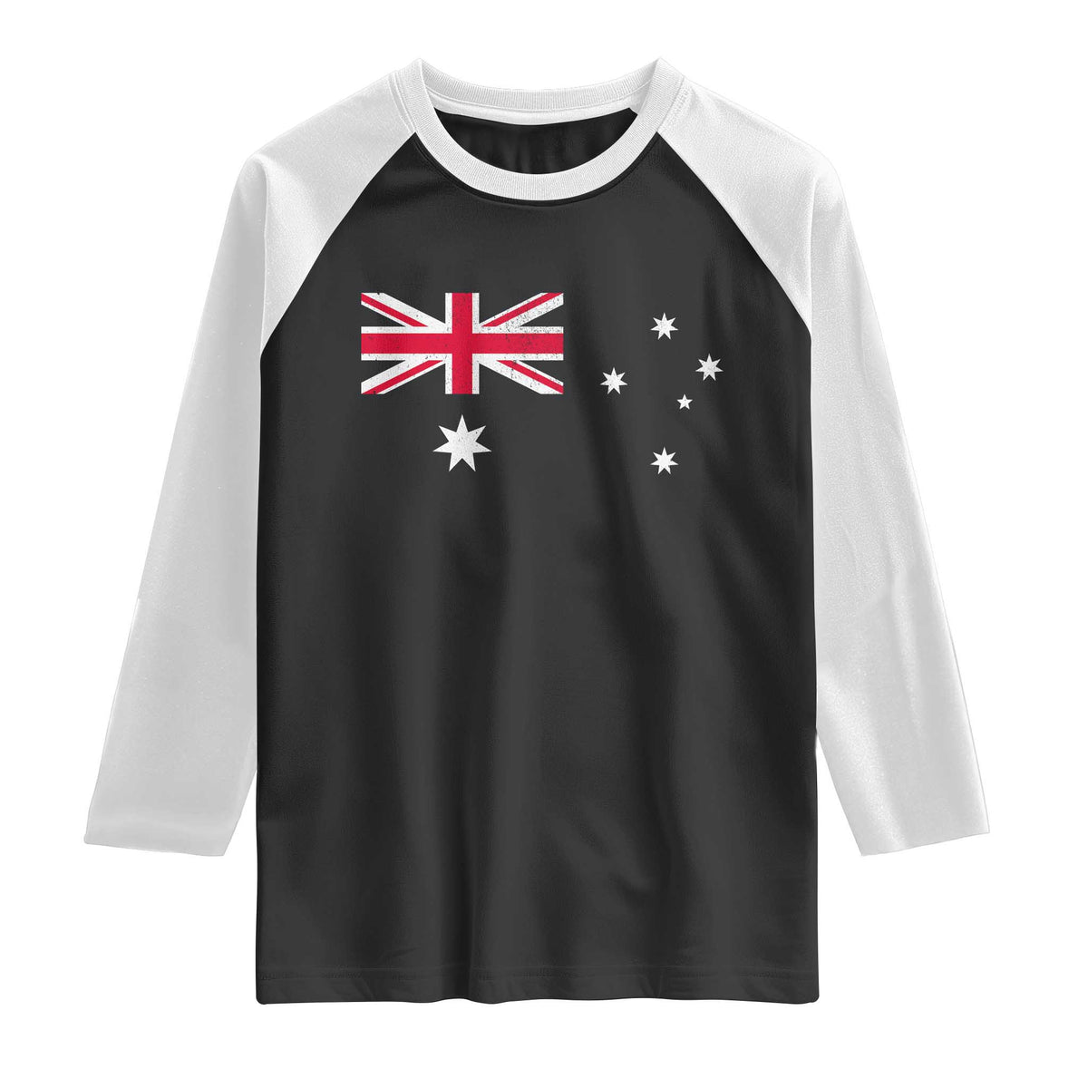 Vintage Australian Flag Raglan Shirt Australia Distressed Patriotic Southern Cross Country Pride Graphic