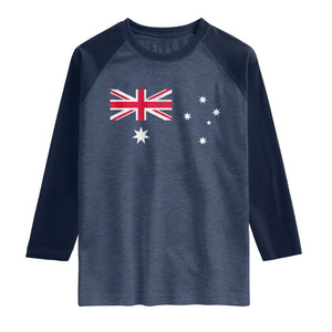 Vintage Australian Flag Raglan Shirt Australia Distressed Patriotic Southern Cross Country Pride Graphic