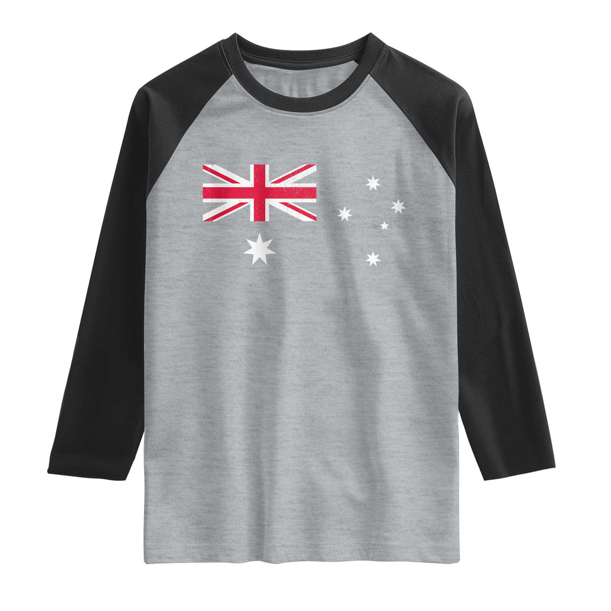 Vintage Australian Flag Raglan Shirt Australia Distressed Patriotic Southern Cross Country Pride Graphic