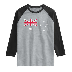 Vintage Australian Flag Raglan Shirt Australia Distressed Patriotic Southern Cross Country Pride Graphic