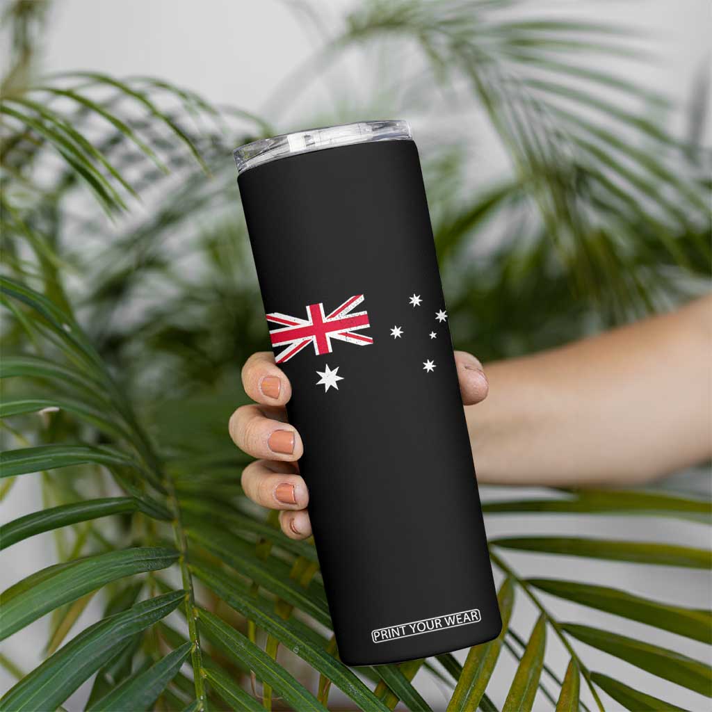 Vintage Australian Flag Skinny Tumbler Australia Distressed Patriotic Southern Cross Country Pride Graphic