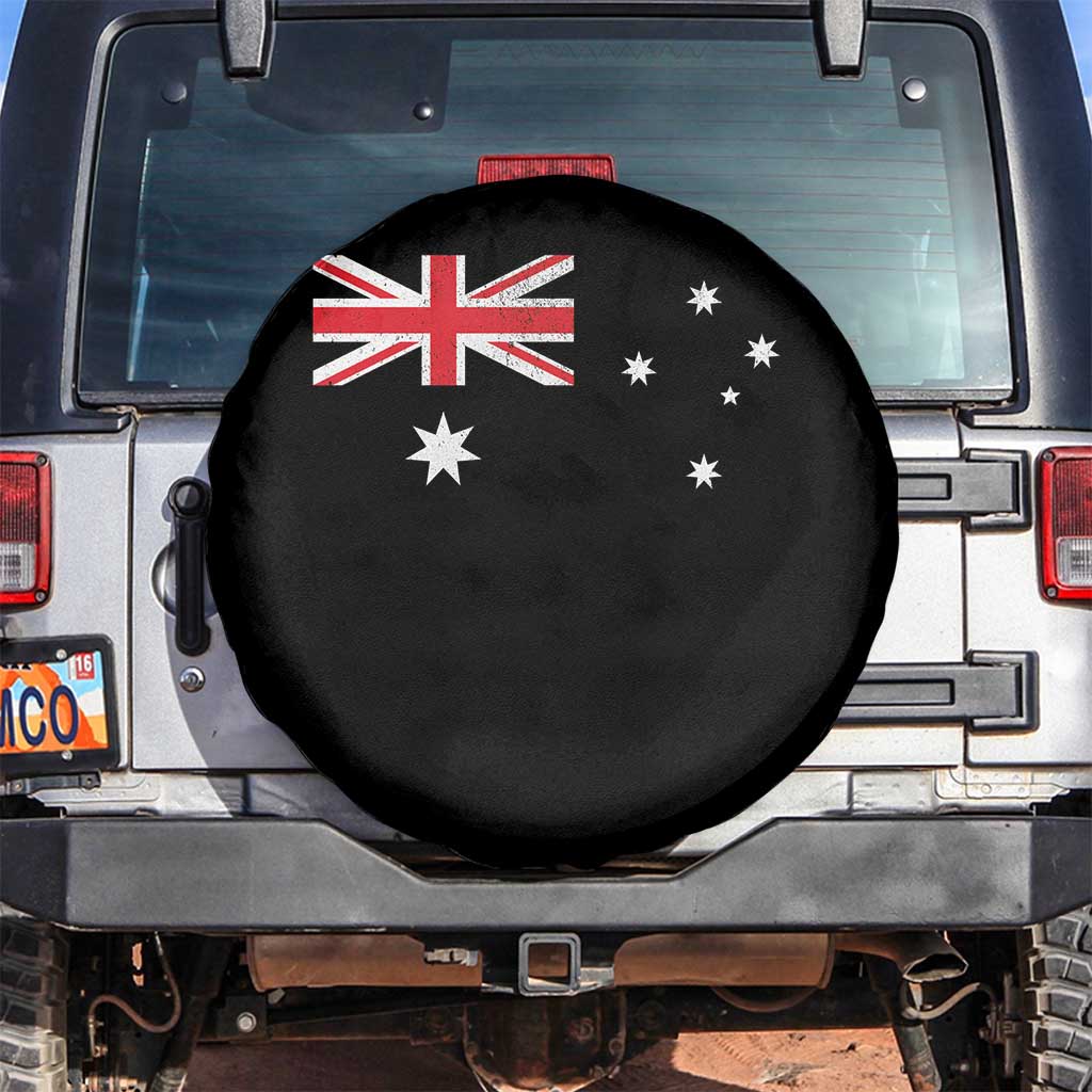 Vintage Australian Flag Spare Tire Cover Australia Distressed Patriotic Southern Cross Country Pride Graphic TS10 No hole Black Print Your Wear