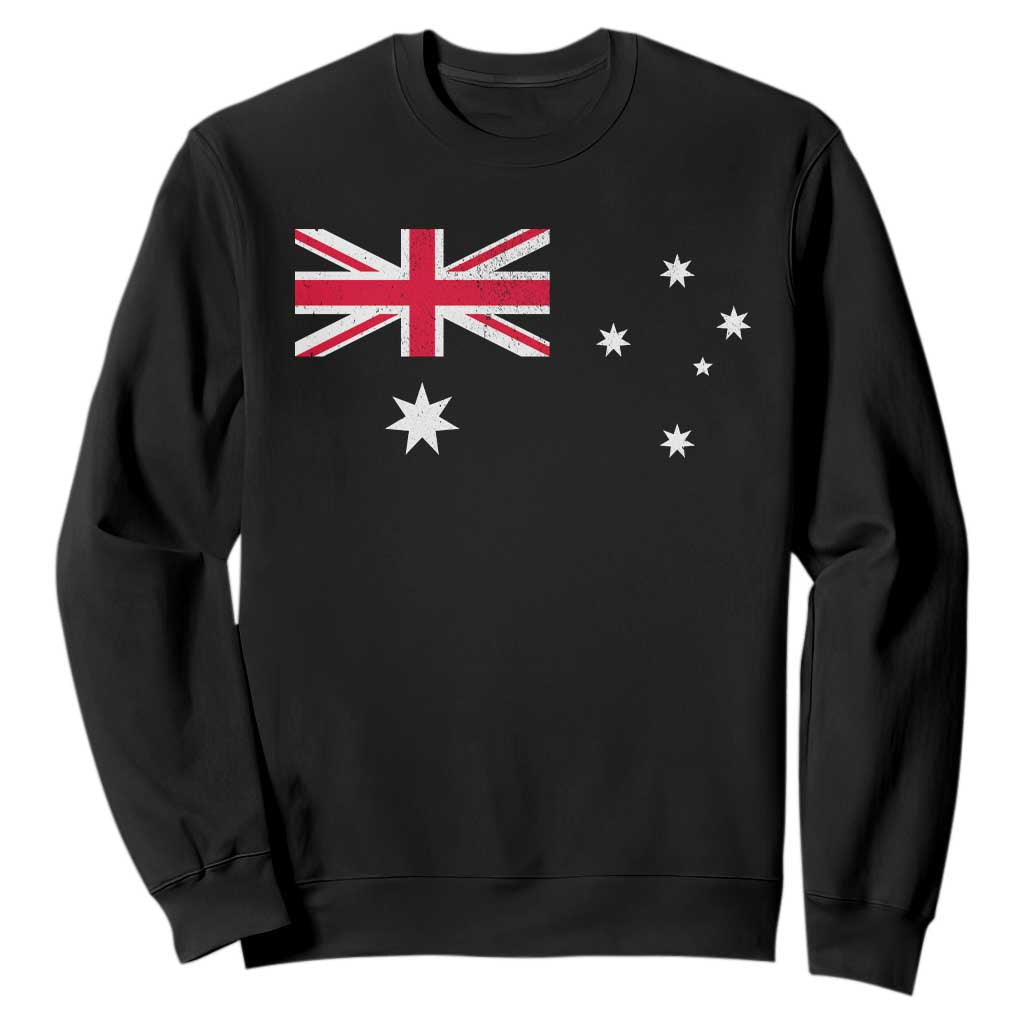 Vintage Australian Flag Sweatshirt Australia Distressed Patriotic Southern Cross Country Pride Graphic