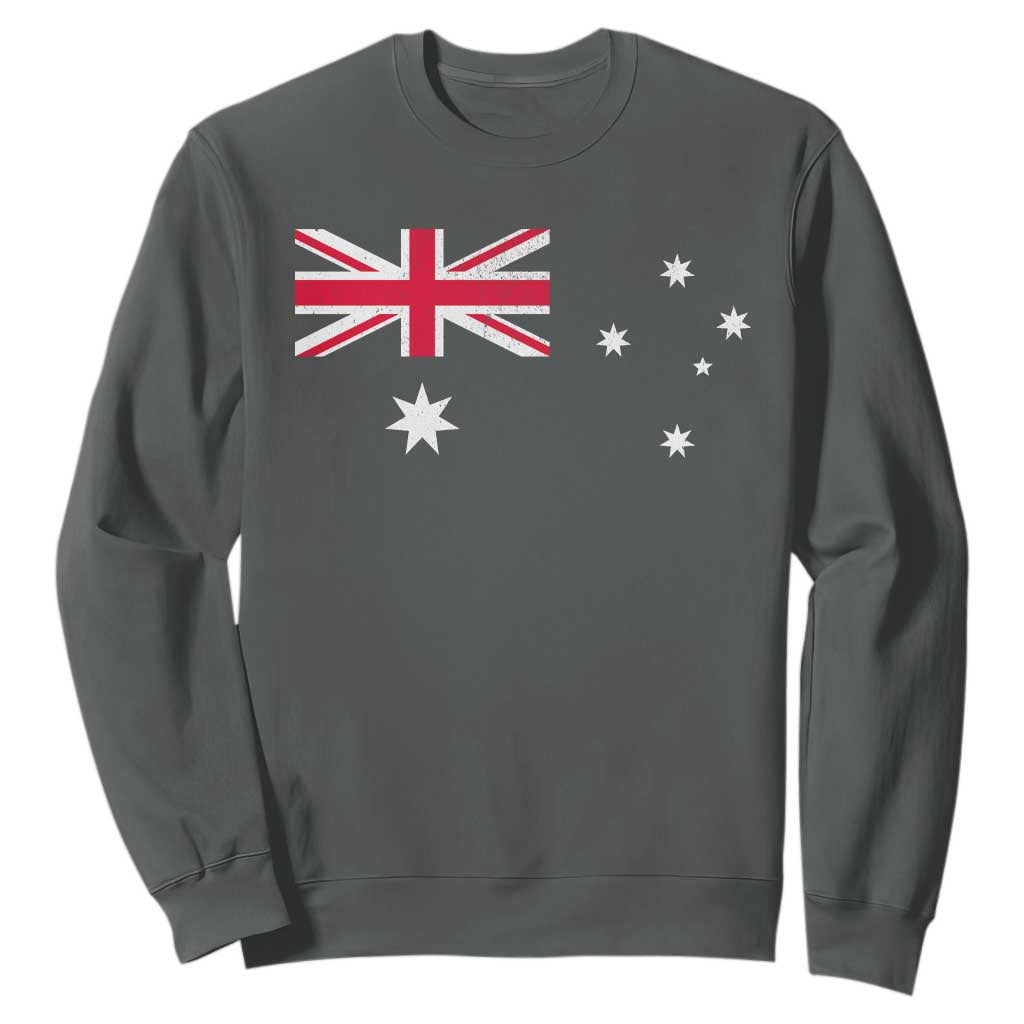 Vintage Australian Flag Sweatshirt Australia Distressed Patriotic Southern Cross Country Pride Graphic