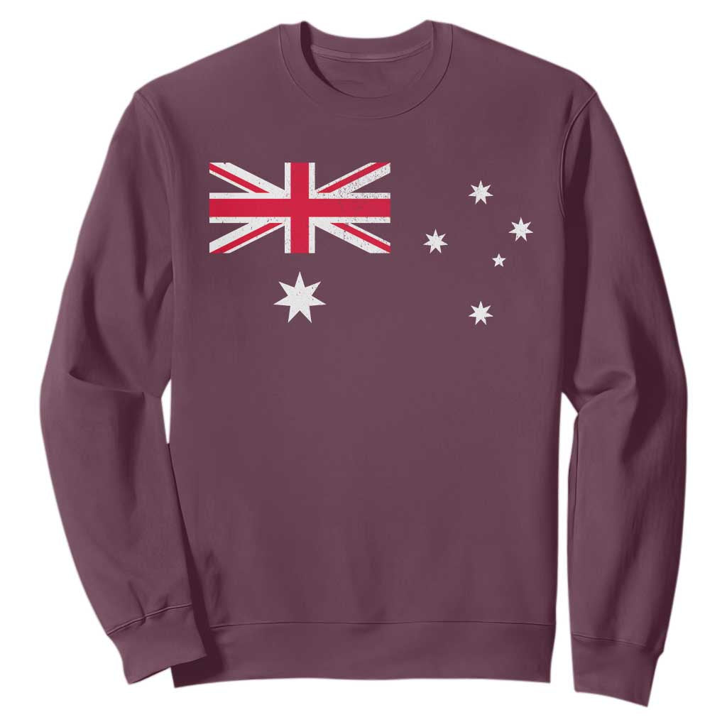 Vintage Australian Flag Sweatshirt Australia Distressed Patriotic Southern Cross Country Pride Graphic