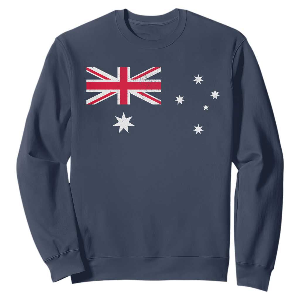 Vintage Australian Flag Sweatshirt Australia Distressed Patriotic Southern Cross Country Pride Graphic