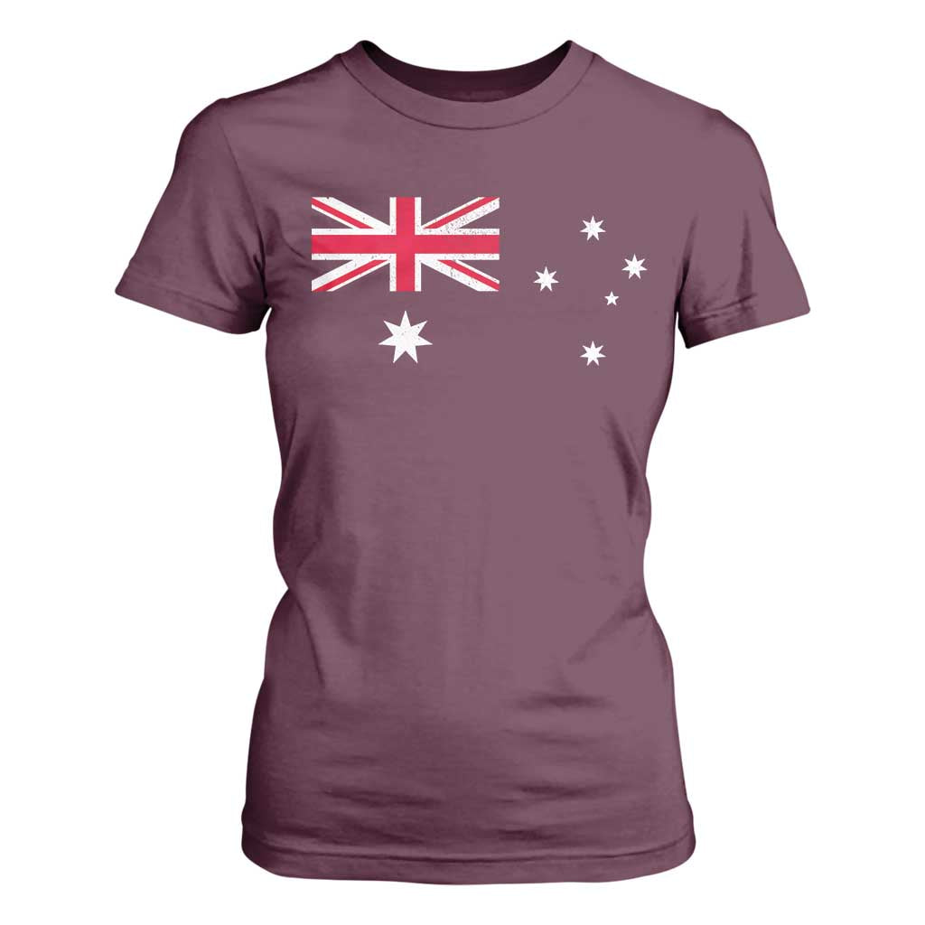 Vintage Australian Flag T Shirt For Women Australia Distressed Patriotic Southern Cross Country Pride Graphic