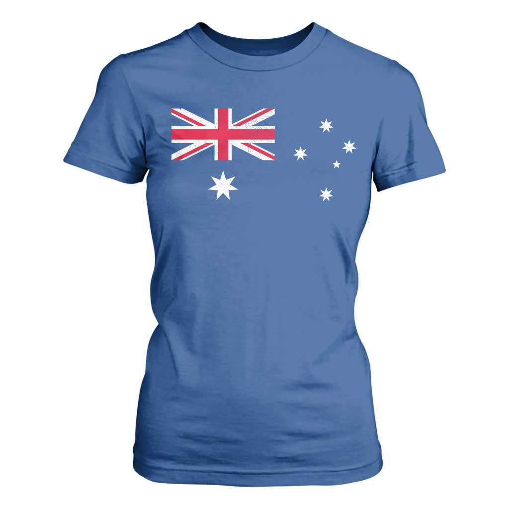 Vintage Australian Flag T Shirt For Women Australia Distressed Patriotic Southern Cross Country Pride Graphic TS10 Royal Blue Print Your Wear