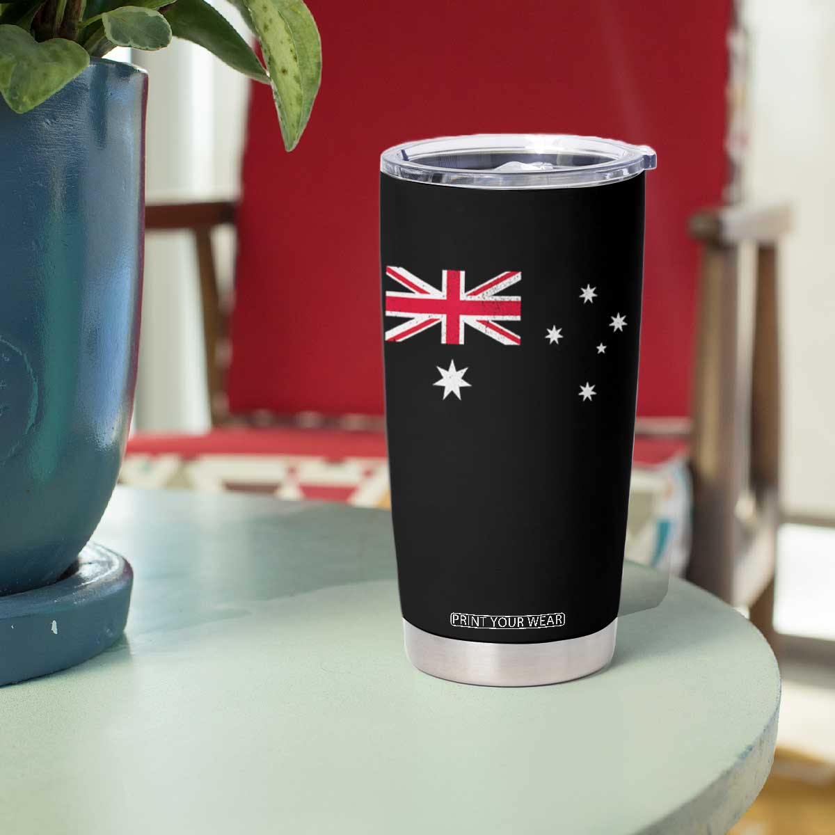 Vintage Australian Flag Tumbler Cup Australia Distressed Patriotic Southern Cross Country Pride Graphic