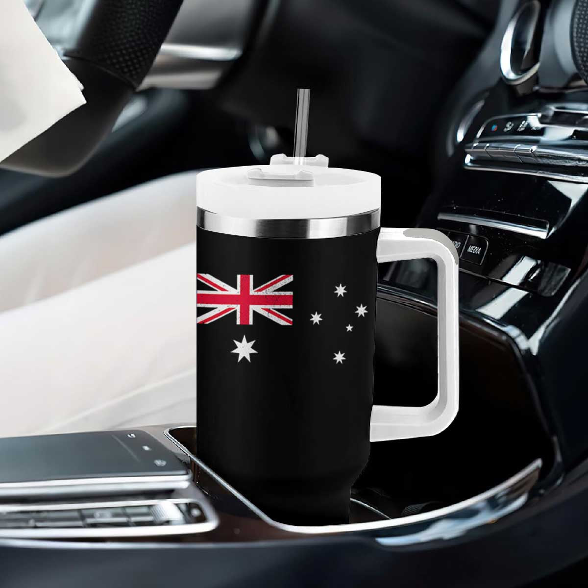Vintage Australian Flag Tumbler With Handle Australia Distressed Patriotic Southern Cross Country Pride Graphic