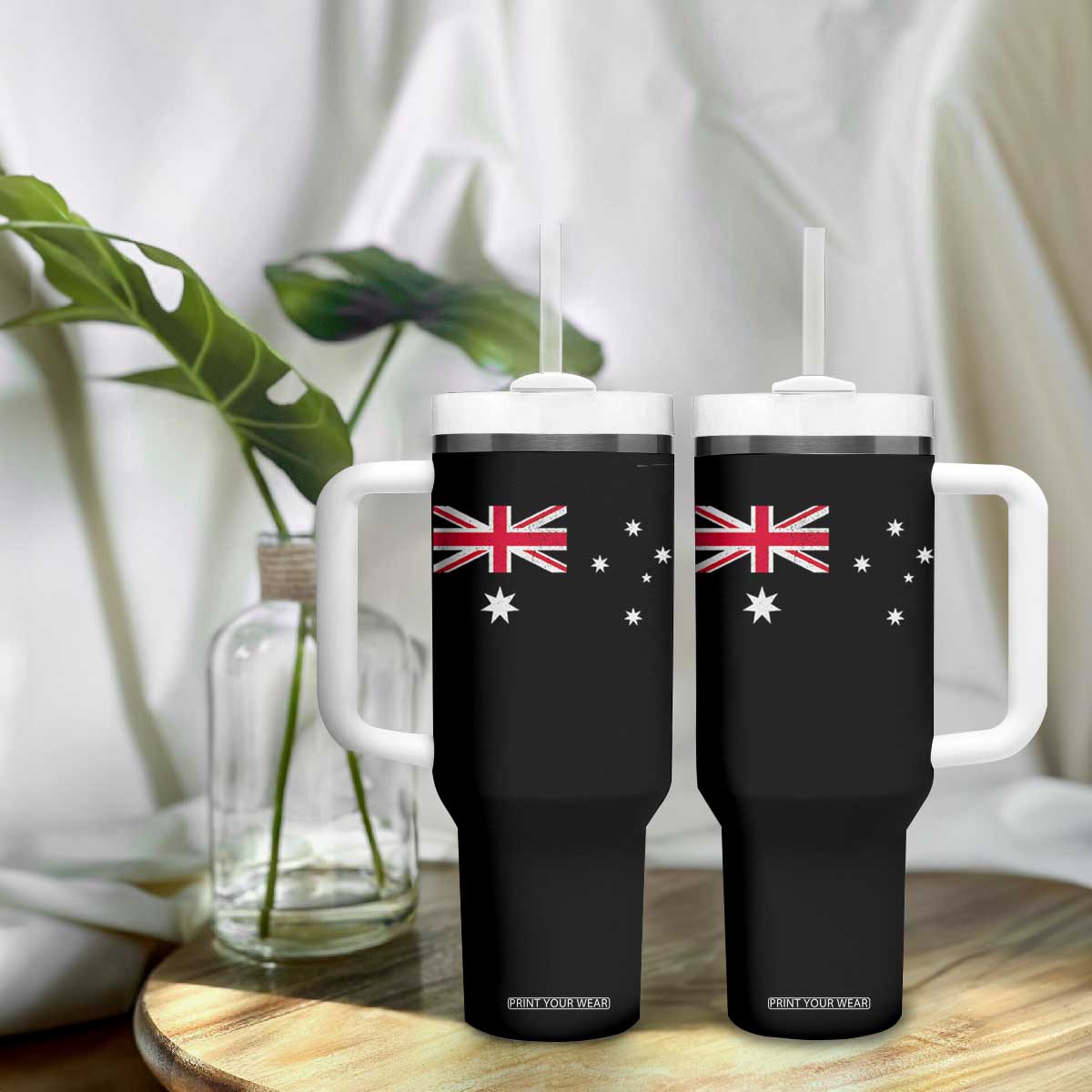 Vintage Australian Flag Tumbler With Handle Australia Distressed Patriotic Southern Cross Country Pride Graphic
