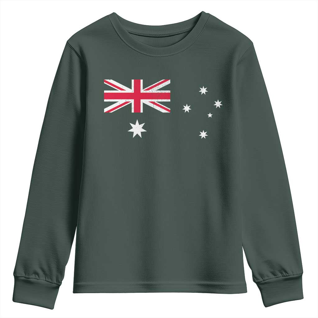 Vintage Australian Flag Youth Sweatshirt Australia Distressed Patriotic Southern Cross Country Pride Graphic