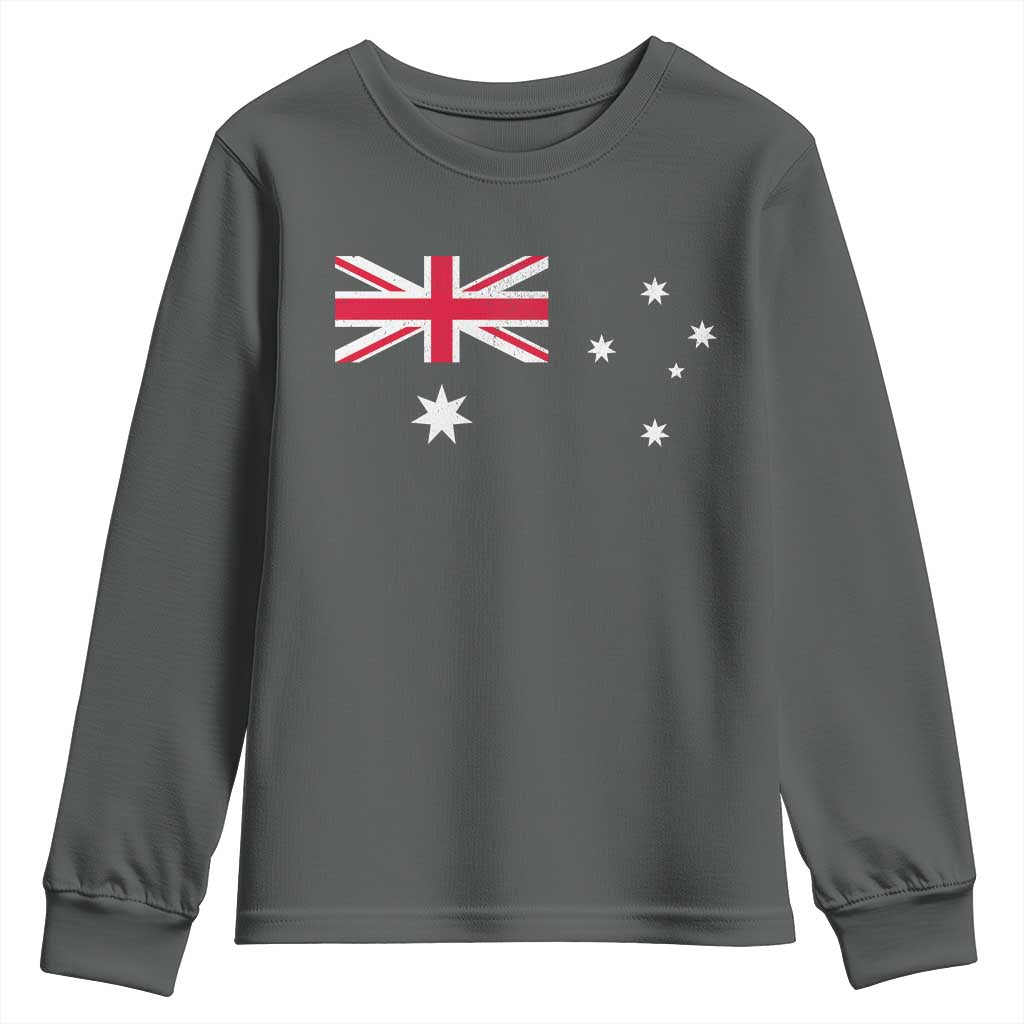Vintage Australian Flag Youth Sweatshirt Australia Distressed Patriotic Southern Cross Country Pride Graphic
