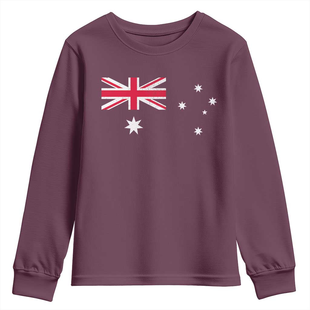 Vintage Australian Flag Youth Sweatshirt Australia Distressed Patriotic Southern Cross Country Pride Graphic