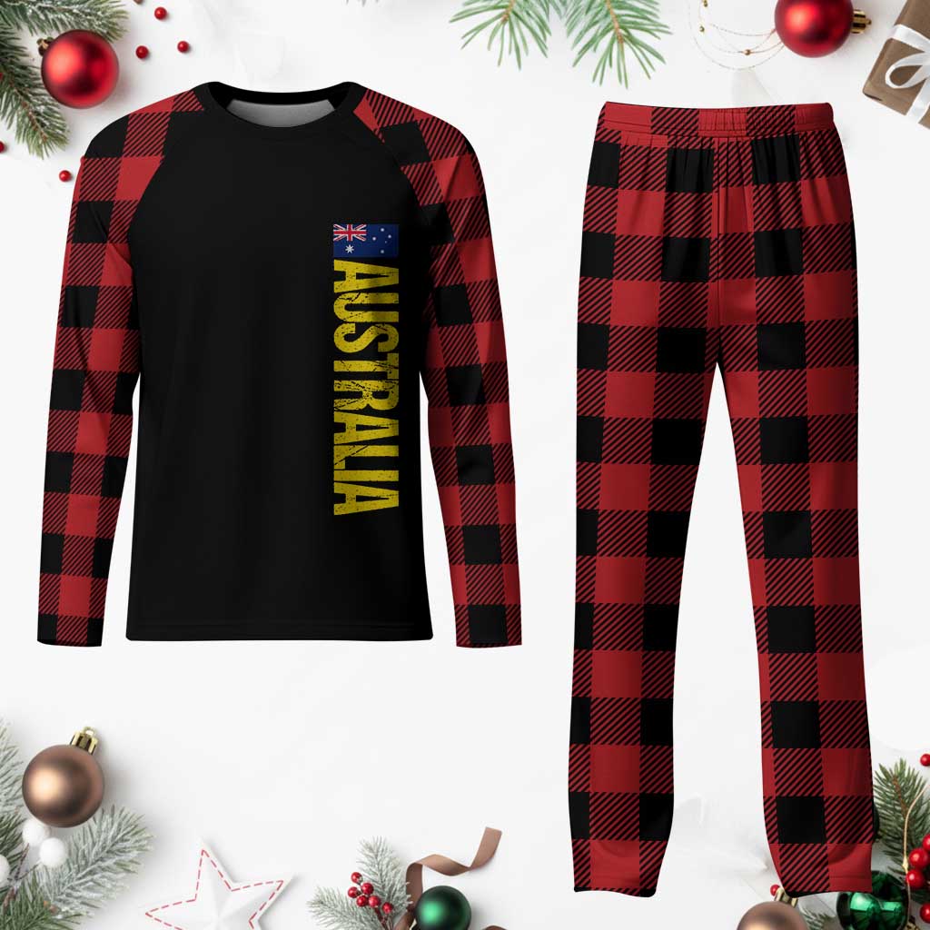 Australia Flag Plaid Pajama Set Patriotic Country Pride Vertical Text Graphic TS10 Buffalo Plaid Print Your Wear