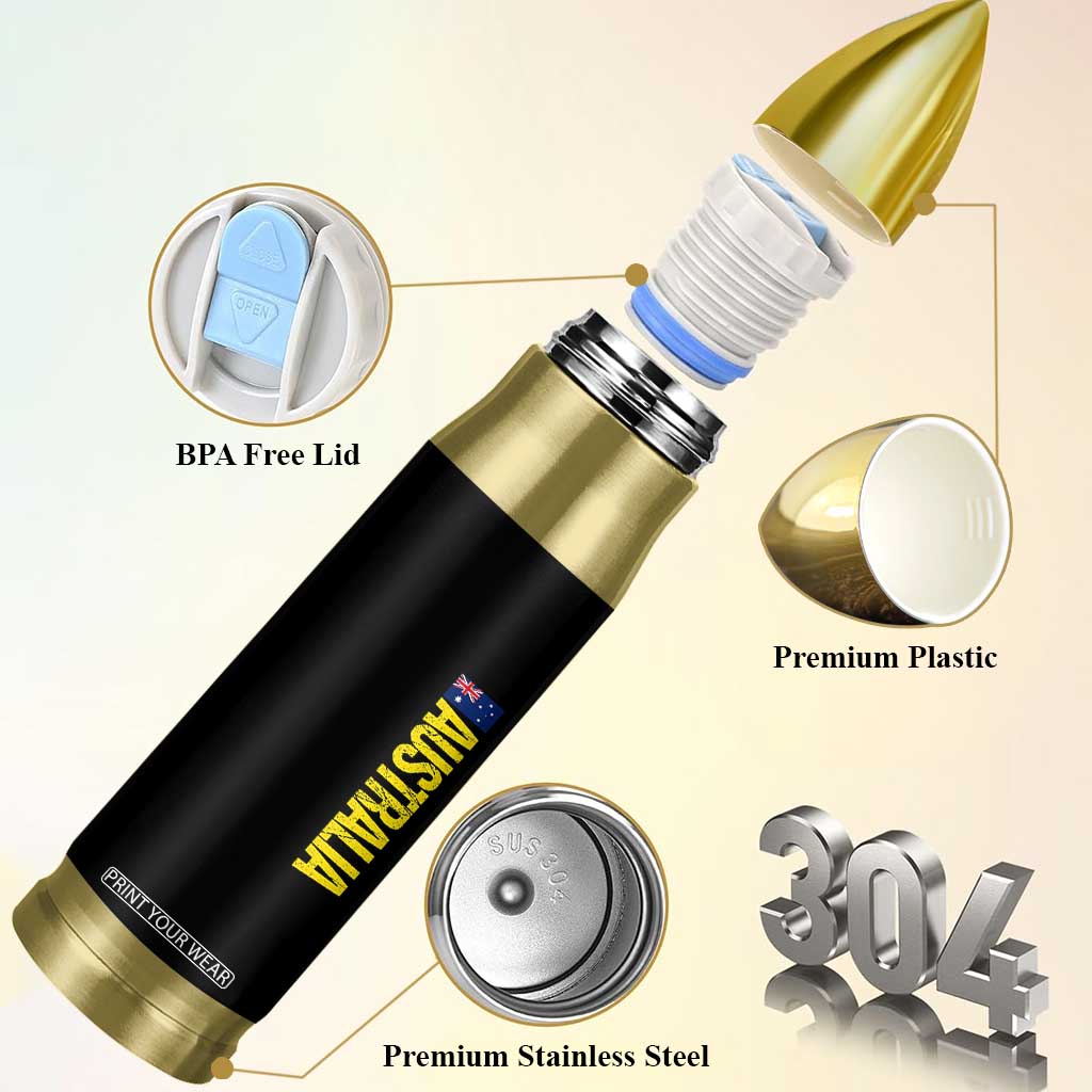 Australia Flag Bullet Tumbler Patriotic Country Pride Vertical Text Graphic