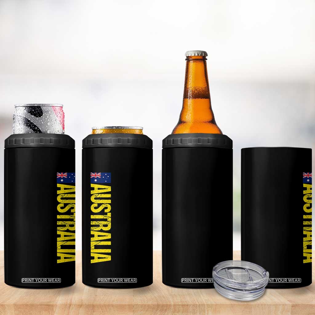 Australia Flag 4 in 1 Can Cooler Tumbler Patriotic Country Pride Vertical Text Graphic