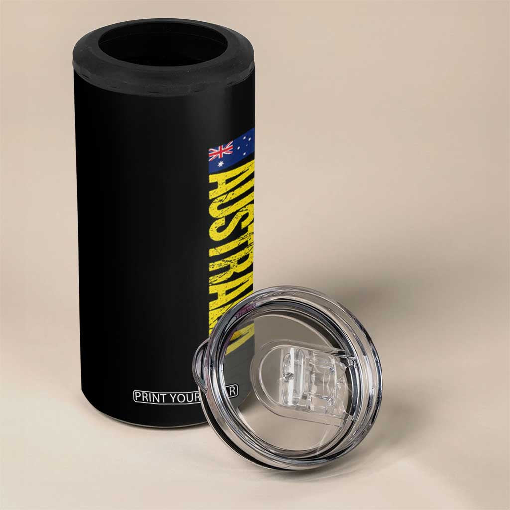 Australia Flag 4 in 1 Can Cooler Tumbler Patriotic Country Pride Vertical Text Graphic