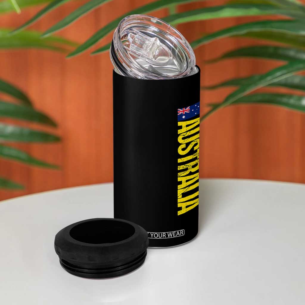 Australia Flag 4 in 1 Can Cooler Tumbler Patriotic Country Pride Vertical Text Graphic