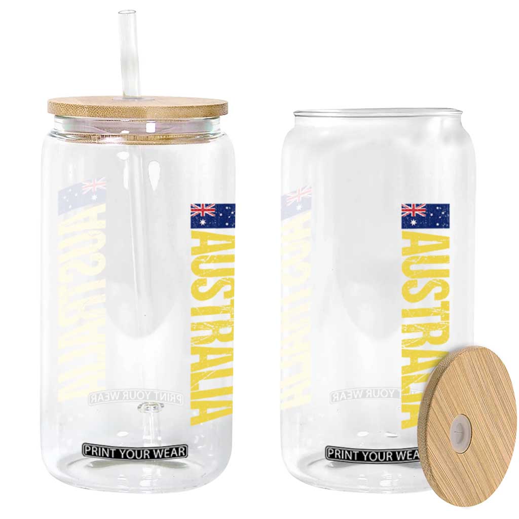 Australia Flag Glass Can Patriotic Country Pride Vertical Text Graphic