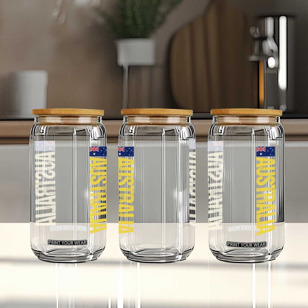 Australia Flag Glass Can Patriotic Country Pride Vertical Text Graphic