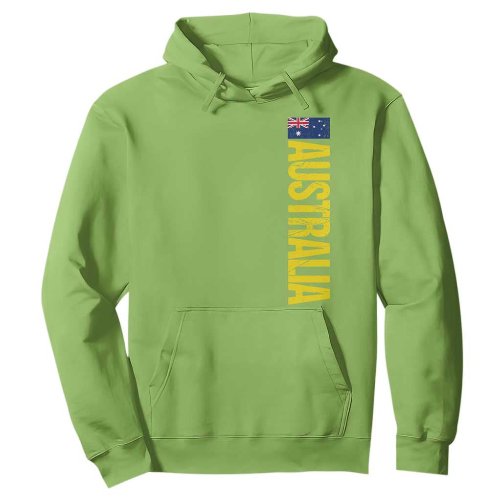 Australia Flag Hoodie Patriotic Country Pride Vertical Text Graphic