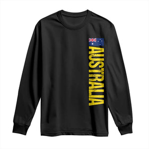 Australia Flag Long Sleeve Shirt Patriotic Country Pride Vertical Text Graphic