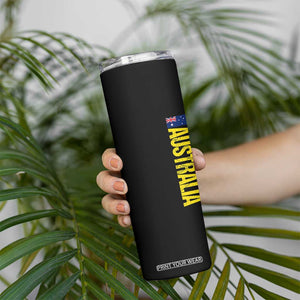 Australia Flag Skinny Tumbler Patriotic Country Pride Vertical Text Graphic