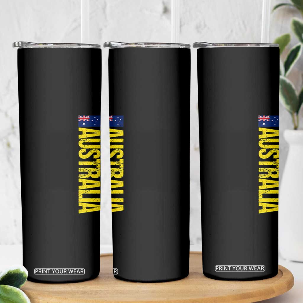 Australia Flag Skinny Tumbler Patriotic Country Pride Vertical Text Graphic