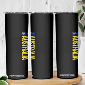 Australia Flag Skinny Tumbler Patriotic Country Pride Vertical Text Graphic